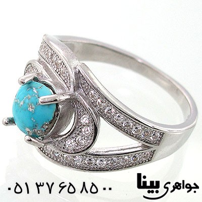 انگشتر فیروزه نیشابوری زنانه طرح مه لقا