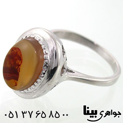 انگشتر عقیق یمنی شجری زنانه طرح دنیا