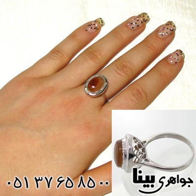 انگشتر عقیق یمنی شجری زنانه طرح دنیا