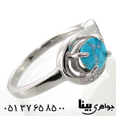 انگشتر فیروزه نیشابوری زنانه طرح پیچ مهسا