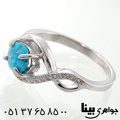 انگشتر فیروزه نیشابوری زنانه طرح پیچ مهسا