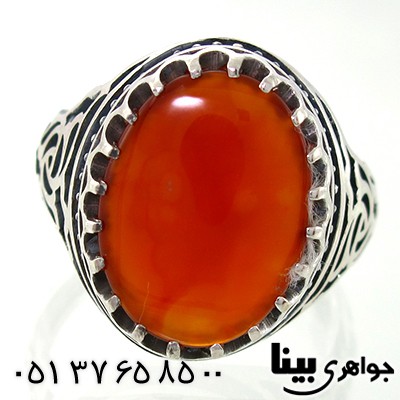 انگشتر عقیق یمنی مردانه طرح گلستان