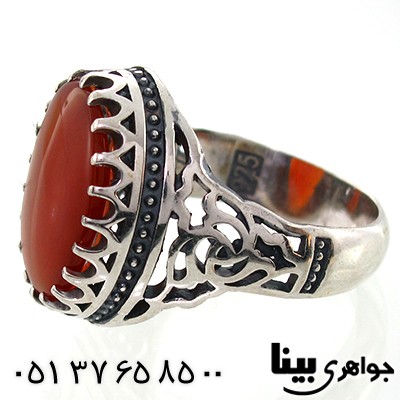 انگشتر عقیق یمنی مردانه طرح گلستان