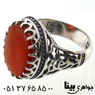 انگشتر عقیق یمنی مردانه طرح گلستان