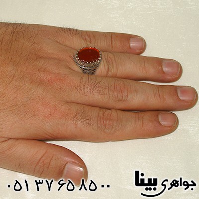 انگشتر عقیق یمنی مردانه طرح گلستان