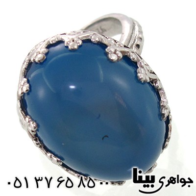 انگشتر عقیق کبود زنانه طرح مشبک ملکه