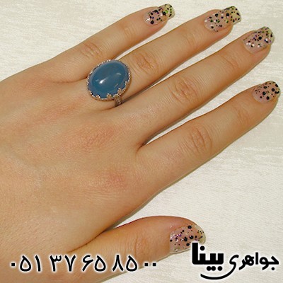 انگشتر عقیق کبود زنانه طرح مشبک ملکه