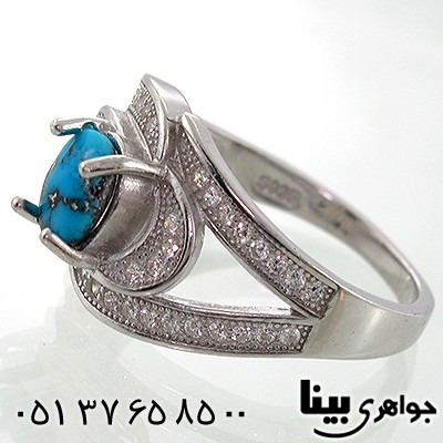 انگشتر فیروزه نیشابوری زنانه طرح چشم درخشان