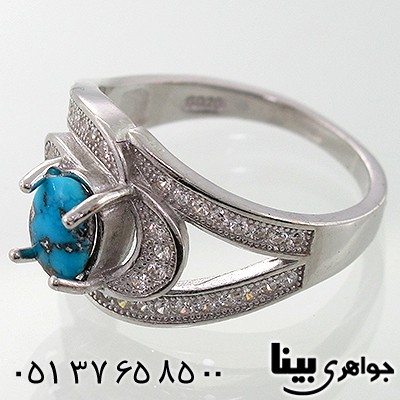 انگشتر فیروزه نیشابوری زنانه طرح چشم درخشان