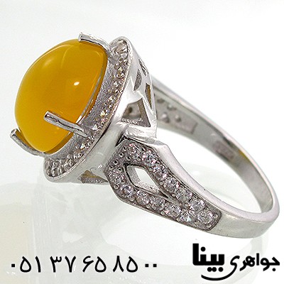 انگشتر عقیق شرف الشمس زنانه درشت طرح شهره