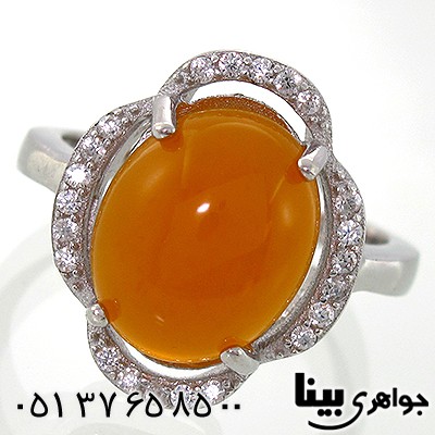 انگشتر عقیق شرف الشمس زنانه درشت طرح گلناز