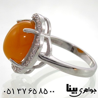 انگشتر عقیق شرف الشمس زنانه درشت طرح گلناز