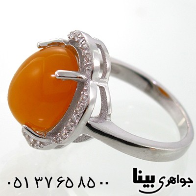 انگشتر عقیق شرف الشمس زنانه درشت طرح گلناز