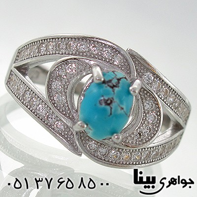 انگشتر فیروزه نیشابوری زنانه طرح چشم زیبا