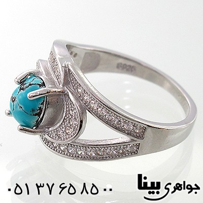 انگشتر فیروزه نیشابوری زنانه طرح چشم زیبا