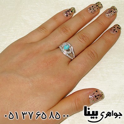 انگشتر فیروزه نیشابوری زنانه طرح چشم زیبا
