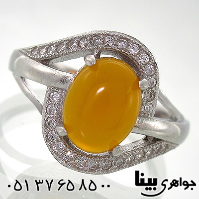 انگشتر عقیق شرف الشمس زنانه طرح آلاله