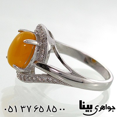انگشتر عقیق شرف الشمس زنانه طرح آلاله