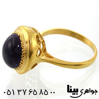 انگشتر آمتیست برزیل زنانه مشبک طرح یلدا