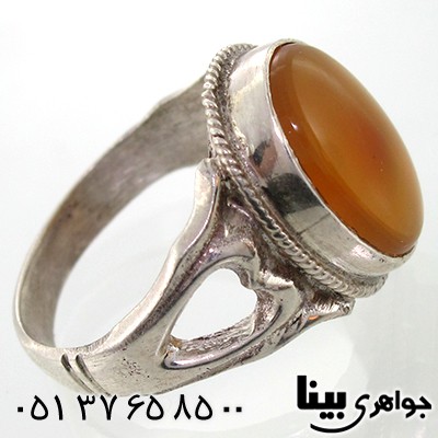 انگشتر عقیق شرف الشمس یمنی مردانه سنتی اره کاری شده