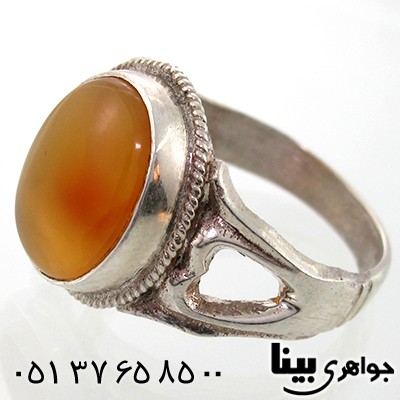 انگشتر عقیق شرف الشمس یمنی مردانه سنتی اره کاری شده