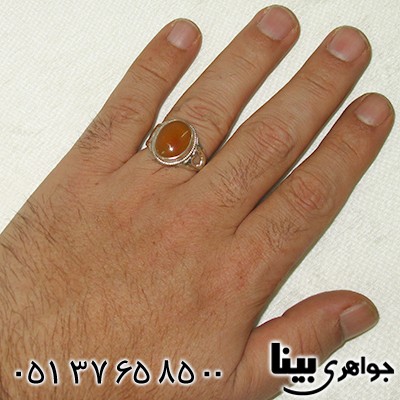 انگشتر عقیق شرف الشمس یمنی مردانه سنتی اره کاری شده