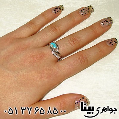 انگشتر فیروزه نیشابوری زنانه طرح مهتاج