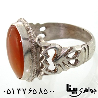 انگشتر عقیق شرف الشمس یمنی مردانه اره کاری سنتی درشت