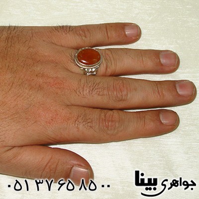 انگشتر عقیق شرف الشمس یمنی مردانه اره کاری سنتی درشت