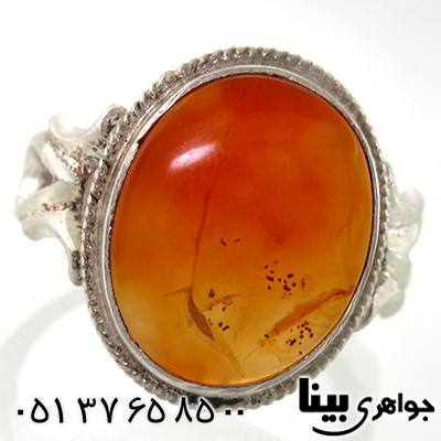 انگشتر عقیق یمنی مردانه کلاسیک اره کاری درشت