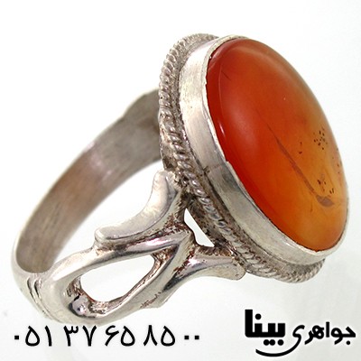 انگشتر عقیق یمنی مردانه کلاسیک اره کاری درشت