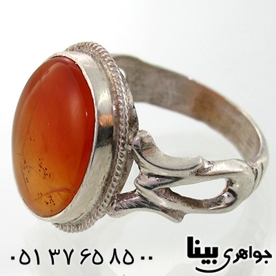 انگشتر عقیق یمنی مردانه کلاسیک اره کاری درشت