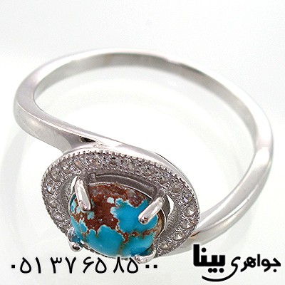 انگشتر فیروزه نیشابوری زنانه طرح بیضی