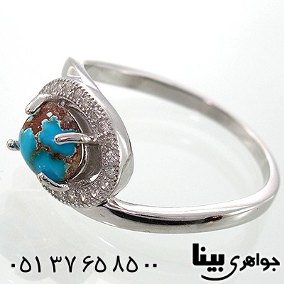 انگشتر فیروزه نیشابوری زنانه طرح بیضی