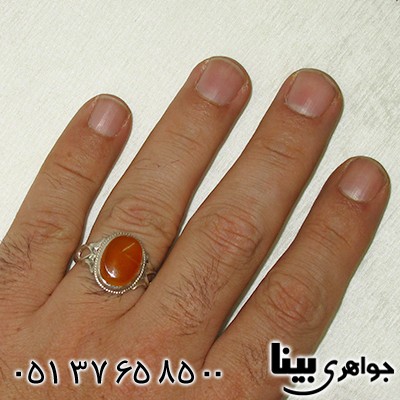 انگشتر عقیق شرف الشمس یمنی مردانه اره کاری شده سنتی