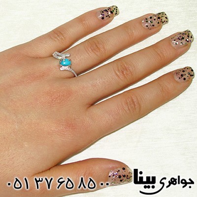 انگشتر فیروزه نیشابوری زنانه طرح شادی