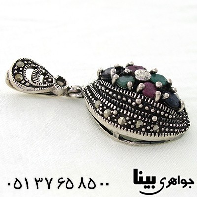گردنبند چند جواهر زنانه یاقوت و زمرد مارکازیتی هستی