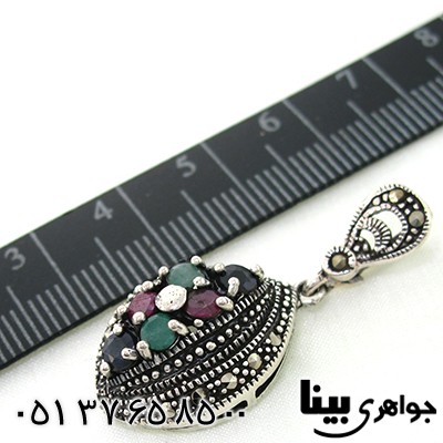 گردنبند چند جواهر زنانه یاقوت و زمرد مارکازیتی هستی