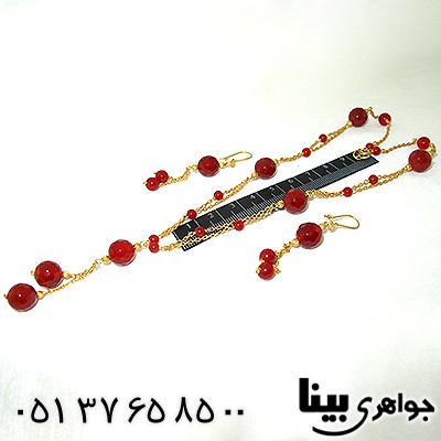 سرویس عقیق قرمز زنانه طرح زیر خاکی ماندانا