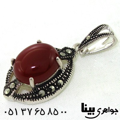 گردنبند عقیق قرمز زنانه مارکازیتی طرح شبنم