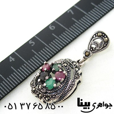 گردنبند چند جواهر زنانه یاقوت و زمرد طرح رها