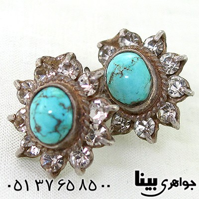 گوشواره فیروزه نیشابوری زنانه طرح آفتابگردان