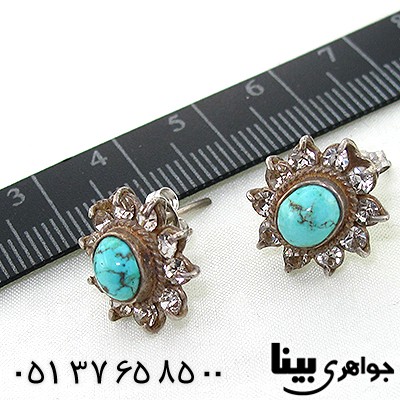 گوشواره فیروزه نیشابوری زنانه طرح آفتابگردان