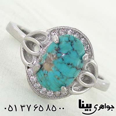 انگشتر فیروزه نیشابوری زنانه طرح لاله