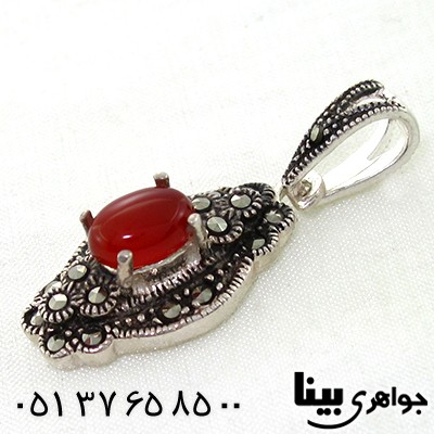 گردنبند عقیق قرمز زنانه طرح گلاره مارکازیت