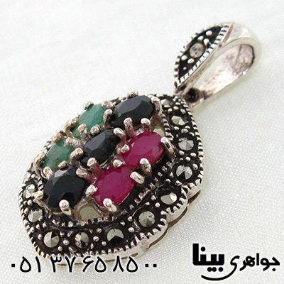سرویس چند جواهر زنانه زمرد و یاقوت مارکازیت طرح شیفته