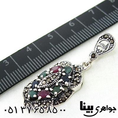 گردنبند چند جواهر زنانه یاقوت و زمرد مارکازیت طرح مهسا