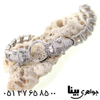 دستبند نقره زنانه جگوار طرح زمرد