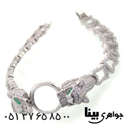دستبند نقره زنانه جگوار طرح زمرد