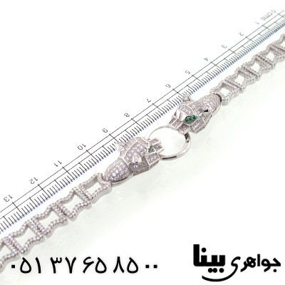 دستبند نقره زنانه جگوار طرح زمرد